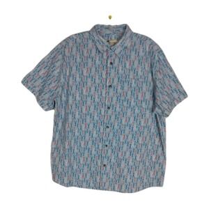 Oliver & Burke Shirt XL Blue Lobster Pattern‎ Button Up Short Sleeve Hawaiian